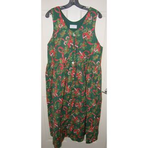 NEW NWOT Multicolored Sz Large Sleeveless Christmas Holiday Midi Dress Pocket
